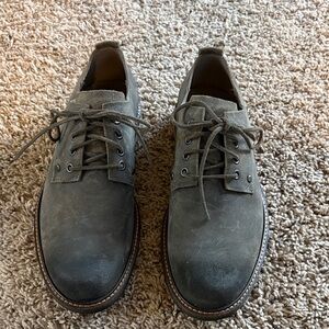 Ecco Men's Suede Gray Lace-Up Shoes